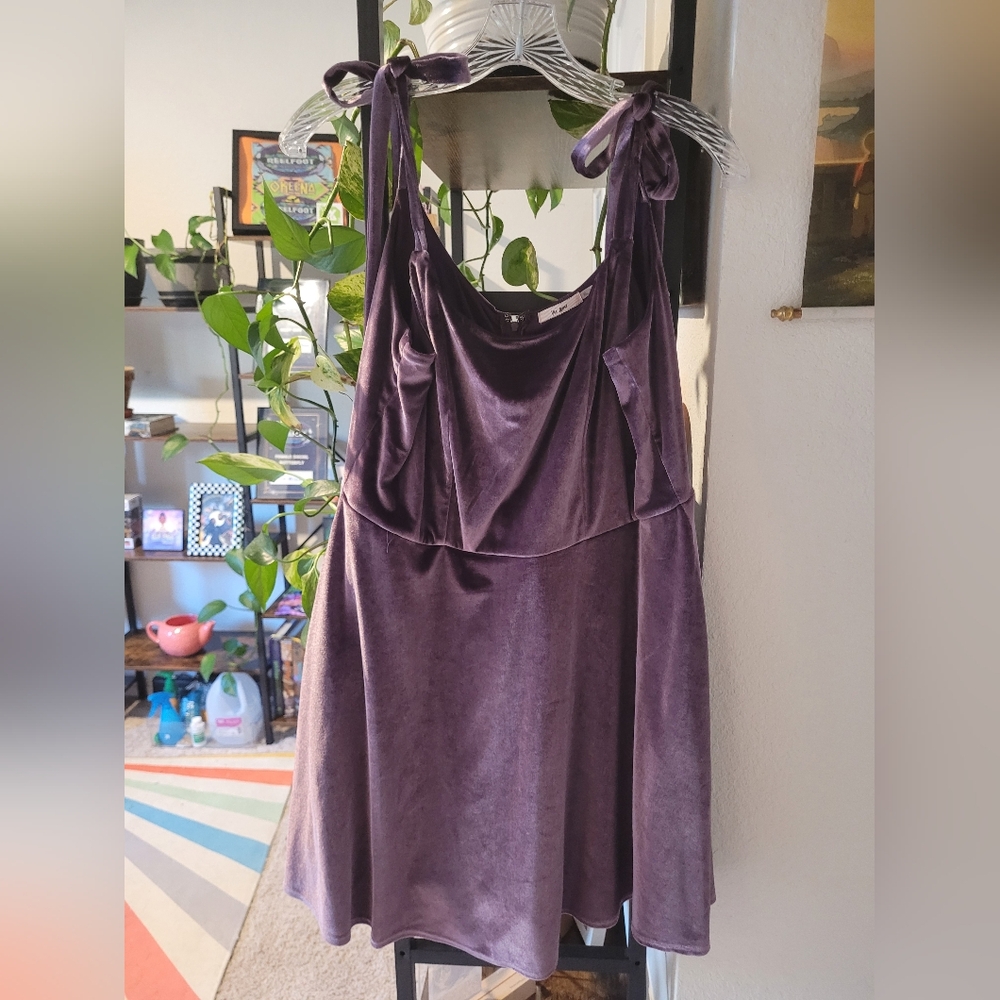 Purple Velvet Sleeveless Dress